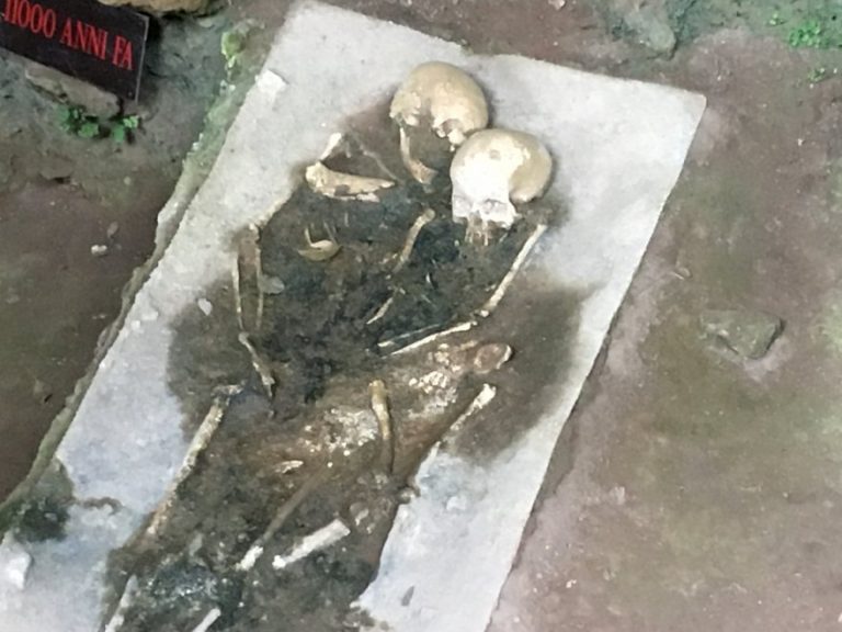 Kafatası, İtalya’nın Calabria bölgesindeki Grotta del Romito mağarasında ortaya çıkarıldı. Fotoğraf: Twitter/Comunicarebene