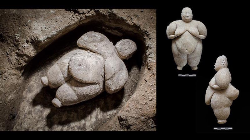 Çatalhöyükte tüm olarak bir kadın heykelciği bulundu