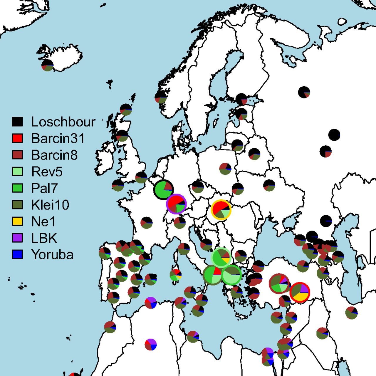 (F:Hofmanová, Zuzana, et al. "Early farmers from across Europe directly descended from Neolithic Aegeans." PNAS, 2016.)