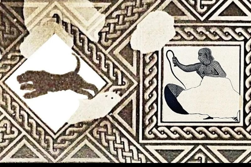 Arenada Bir Leoparla Mücadele Eden Kadın Tasvir Edilmiş